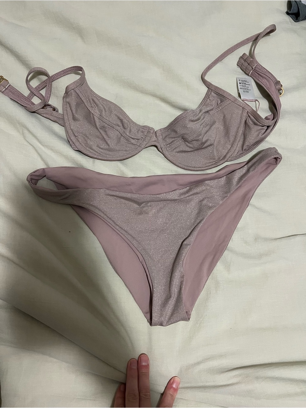 LSPACE Women's Shimmery Mauve Underwire Bikini Set